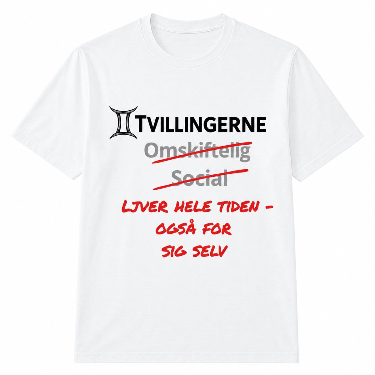 Tvillingerne horoskop t-shirt – Lyver hele tiden