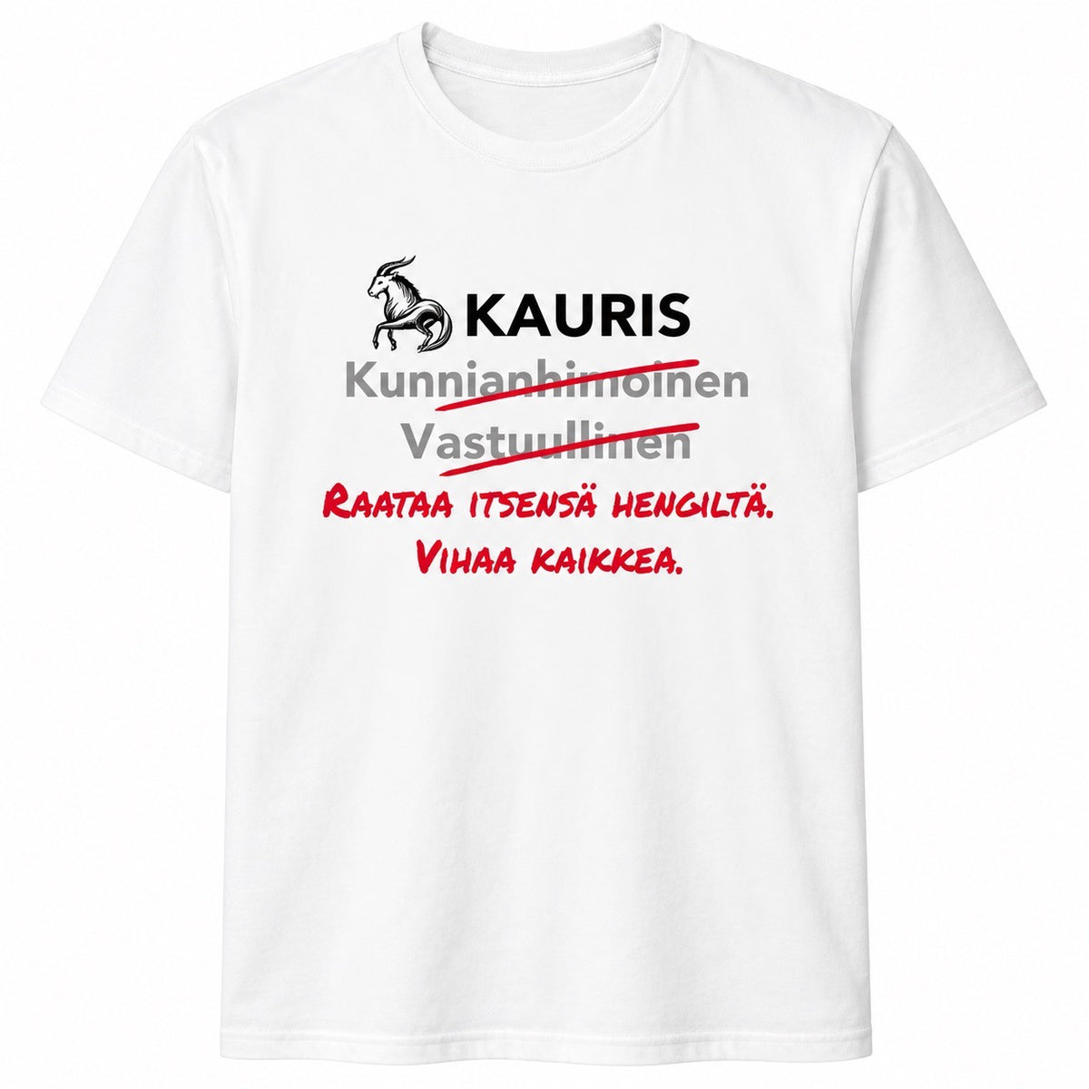Kauris horoskooppi-T-paita – Tekee töitä itsensä hengiltä