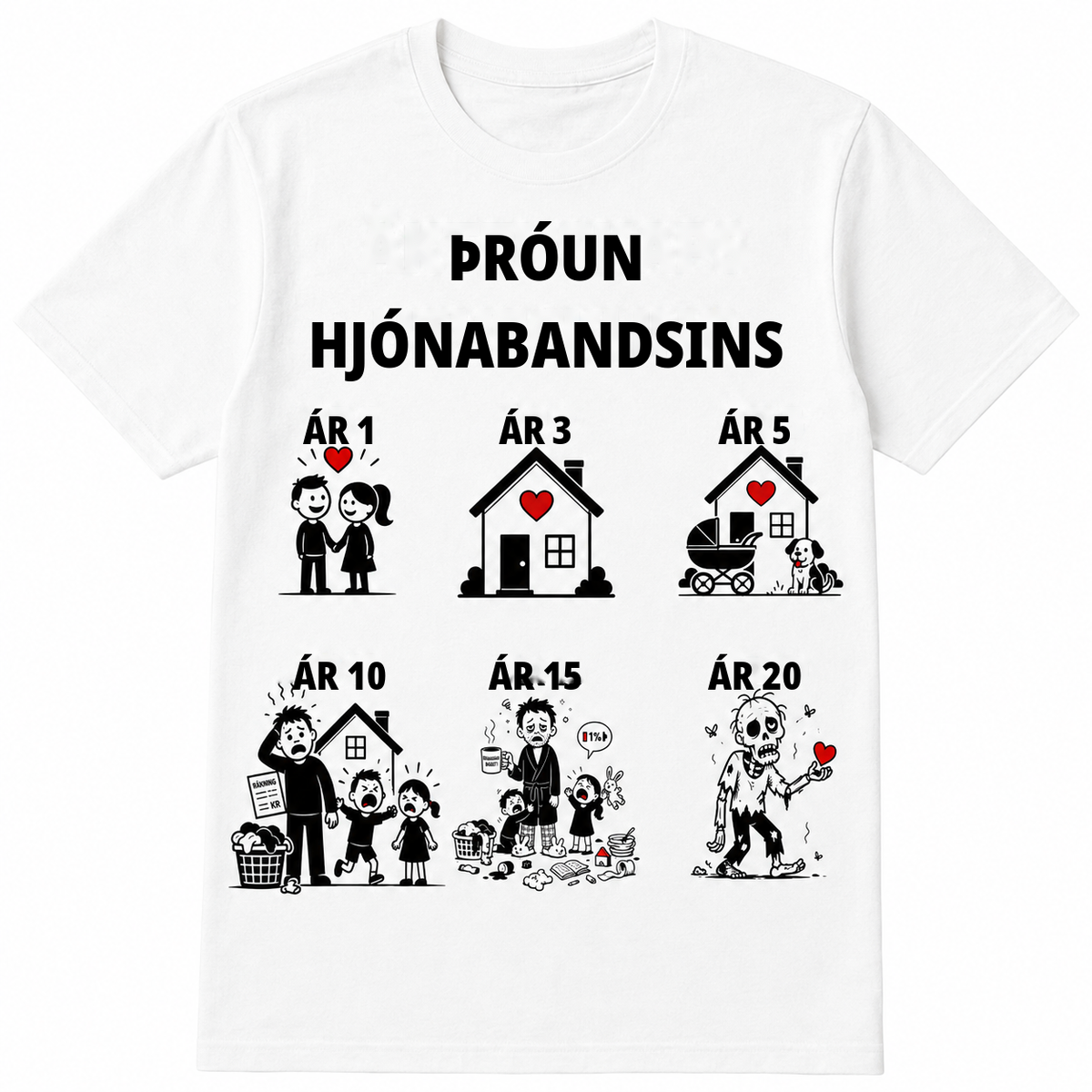 Þróun hjónabandsins – Skemmtilegur stuttermabolur