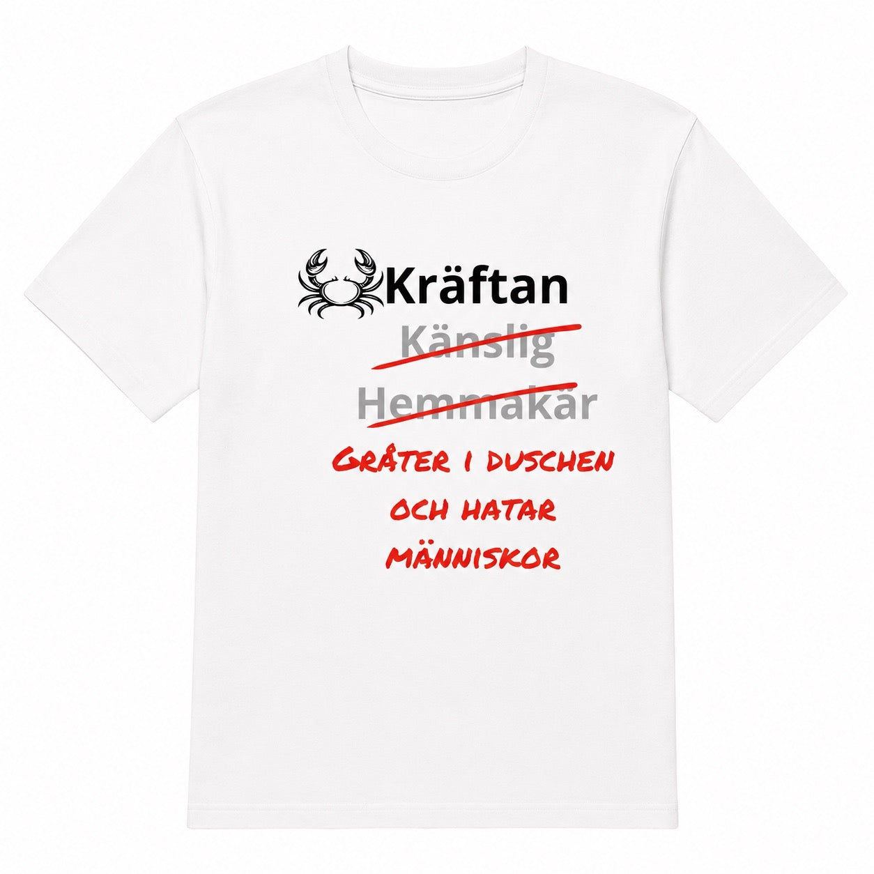 Kräftan horoskop t-shirt – Gråter i duschen och hatar människor