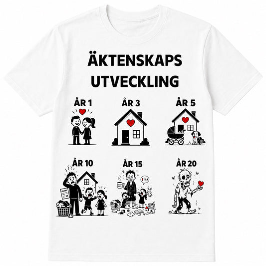 Ægteskabets udvikling – Sjov t-shirt