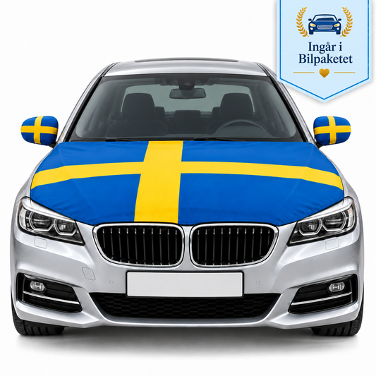 Bilflaggset till studenten – motorhuv & sidospeglar