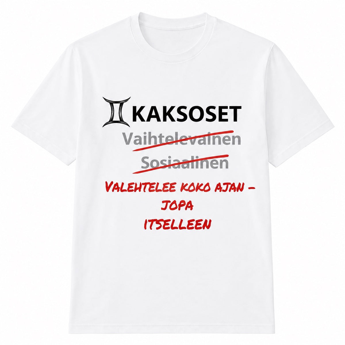 Kaksoset horoskooppi-T-paita – Valehtelee koko ajan