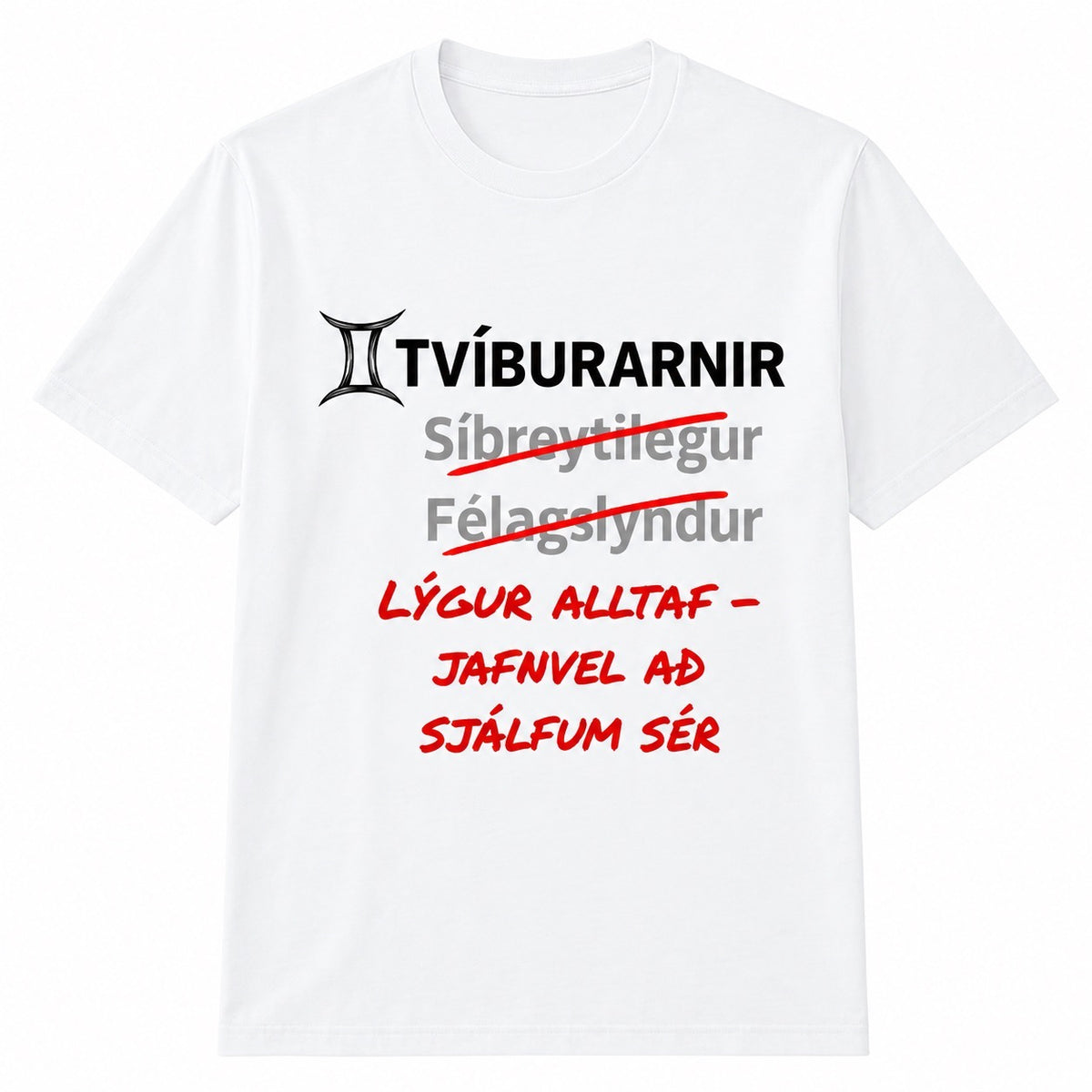Tvíburarnir stjörnuspárbolur – Lýgur allan tímann
