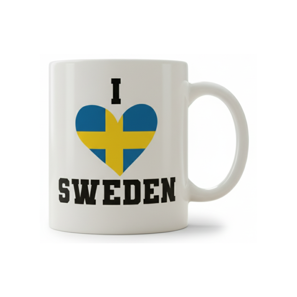 I Love Sweden – Mugg med svensk flagga