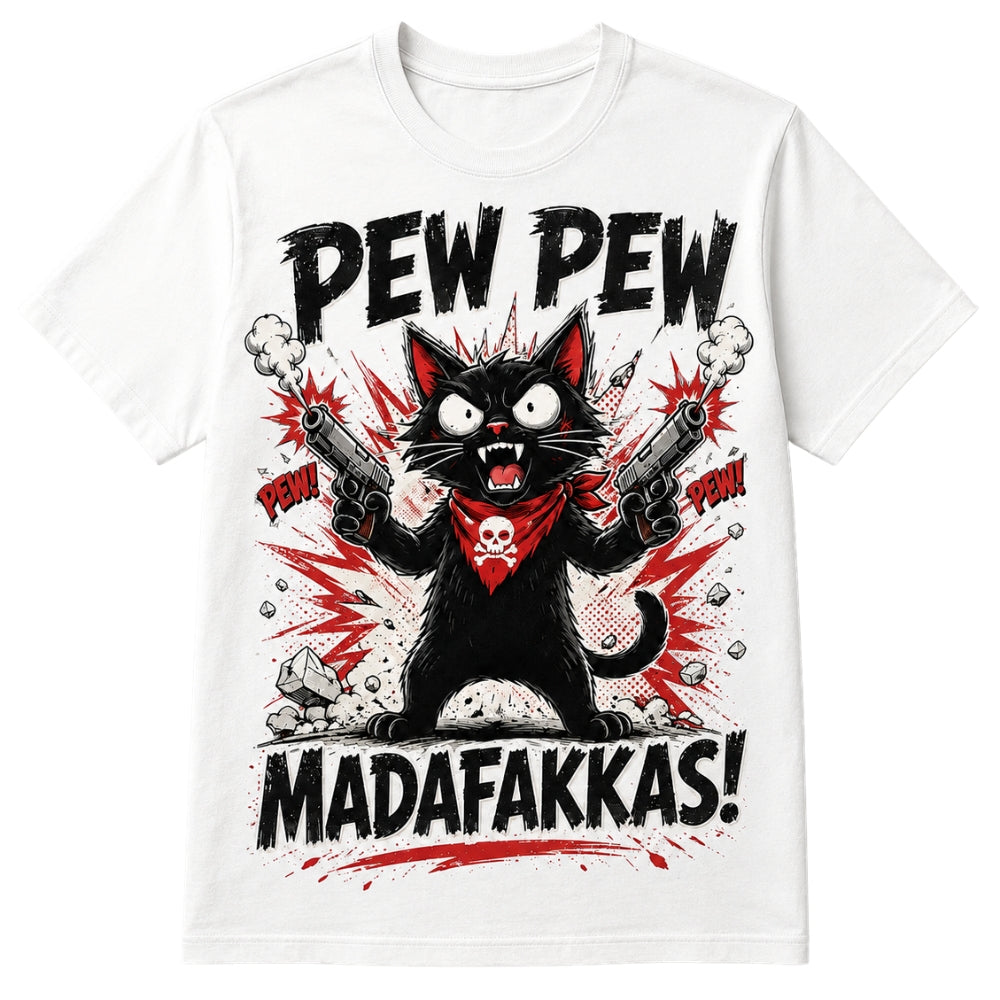 Pew Pew Madafakkas – Sjov katte-t-shirt