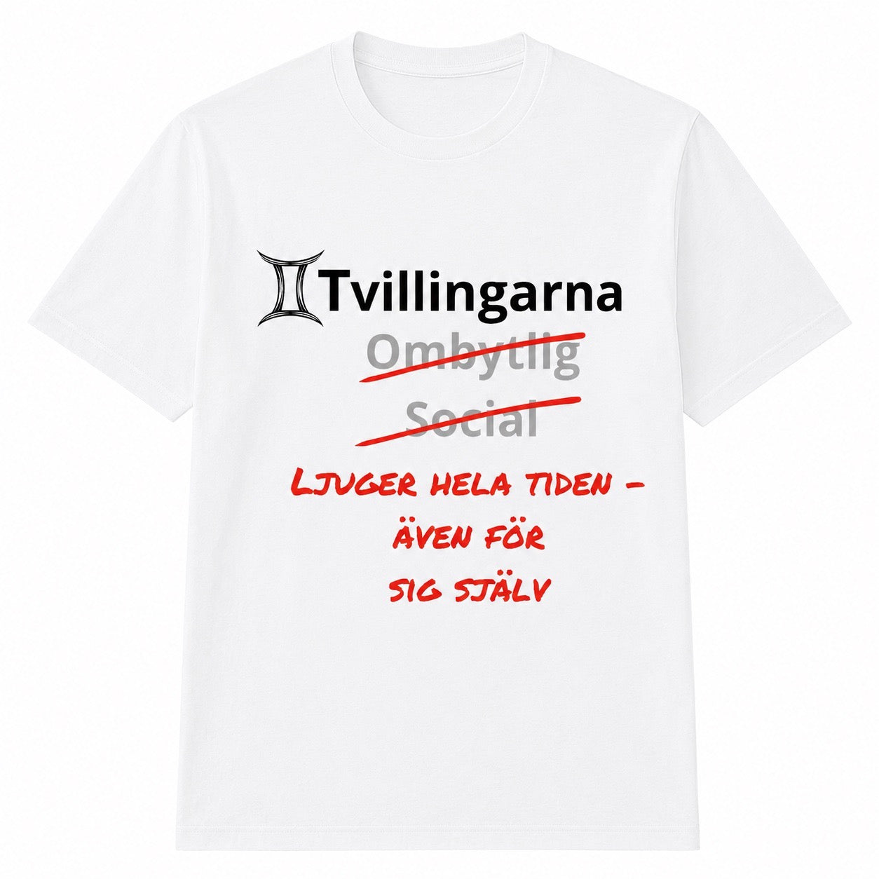 Tvillingarna horoskop t-shirt – Ljuger hela tiden