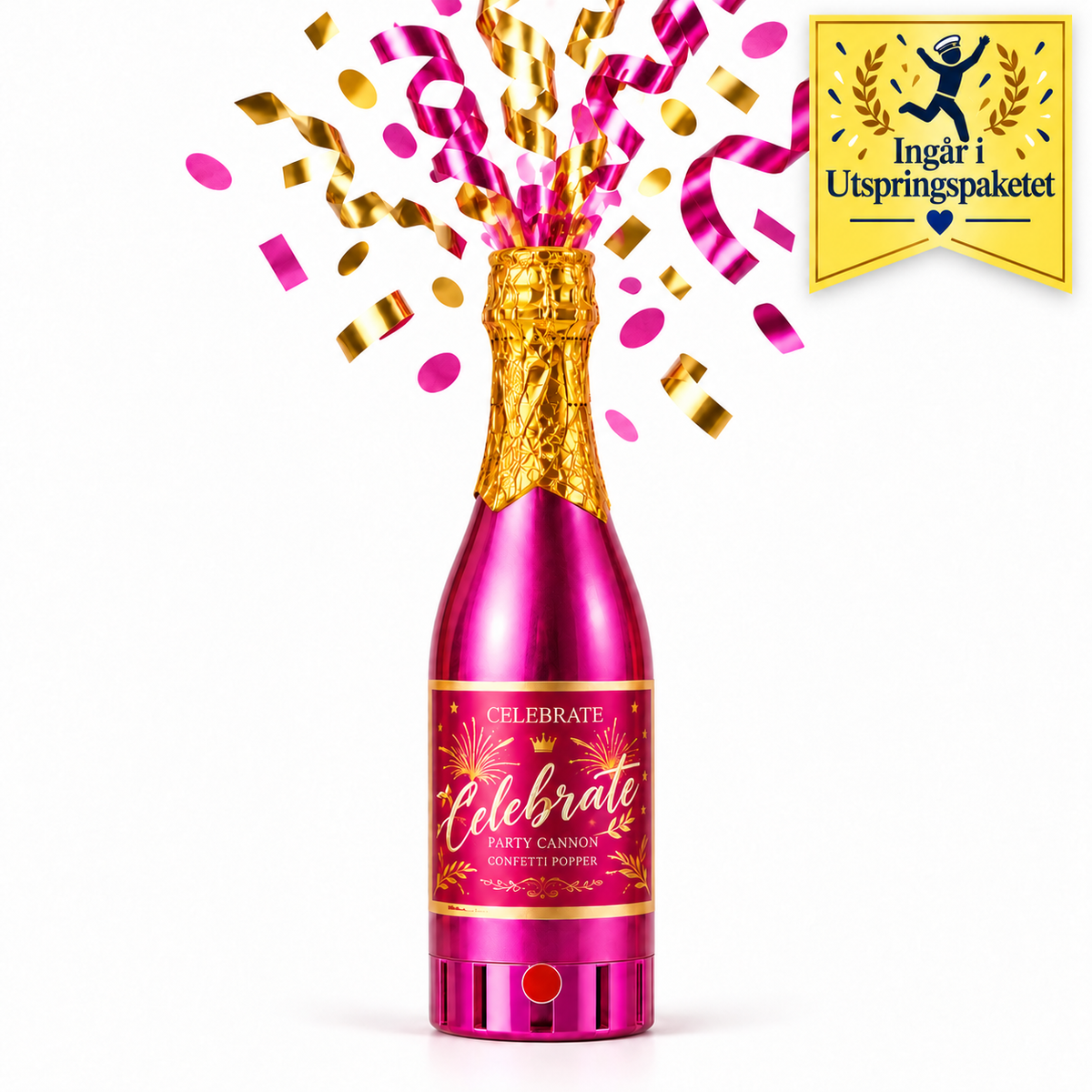 Konfettikanon i champagneflaska