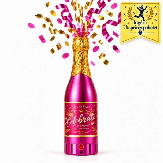 Konfettikanon i champagneflaska